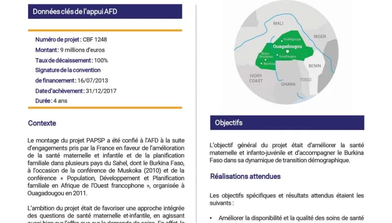 Résumé d'évaluation - Projet d’appui aux politiques de santé et de population (PAPSP), Burkina Faso