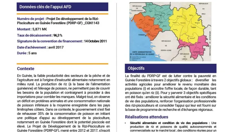 Résumé d'évaluation - Développement de la rizi-pisciculture en Guinée forestière