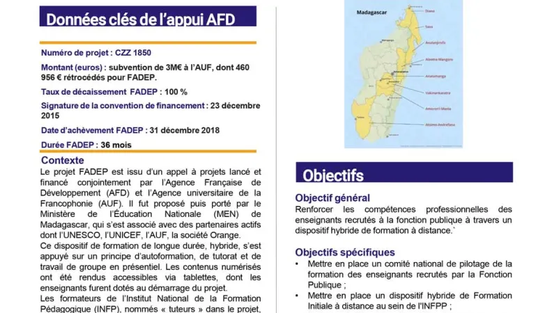 Résumé d'évaluation- Appel à projets TIC EDU en Afrique subsaharienne CZZ1850