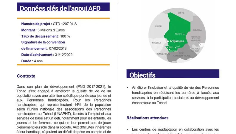 Résumé d'évaluation - Appui à l’inclusion et à l’amélioration de la vie des enfants et des jeunes personnes handicapées au Tchad (INCLUJPH) - CTD1207