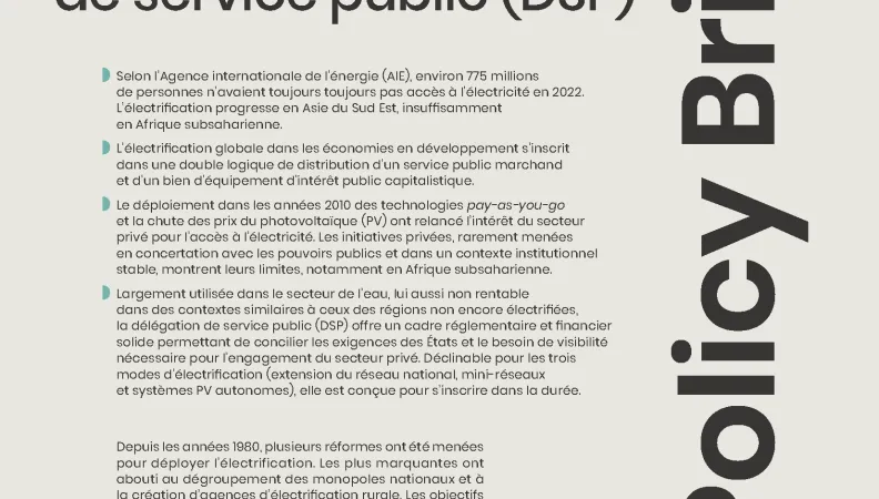 Universaliser et accélérer l’accès aux services de l’électricité durant la décennie grâce à la délégation de service public