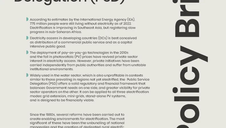 Universalizing and accelerating electricity access through Public Service Delegation