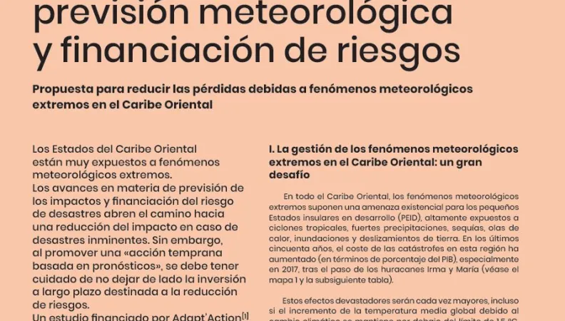Mejorar el vínculo entre previsión meteorológica y financiación de riesgos