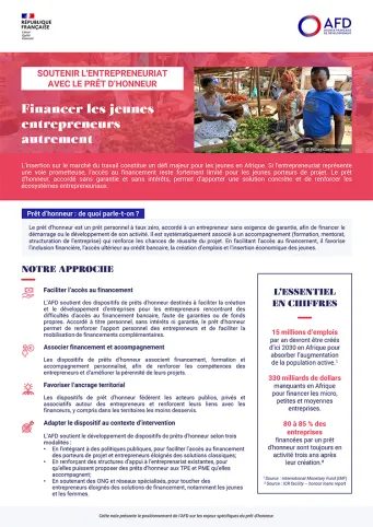 Soutenir l'entrepreneuriat avec le prêt d'honneur - note de positionnement